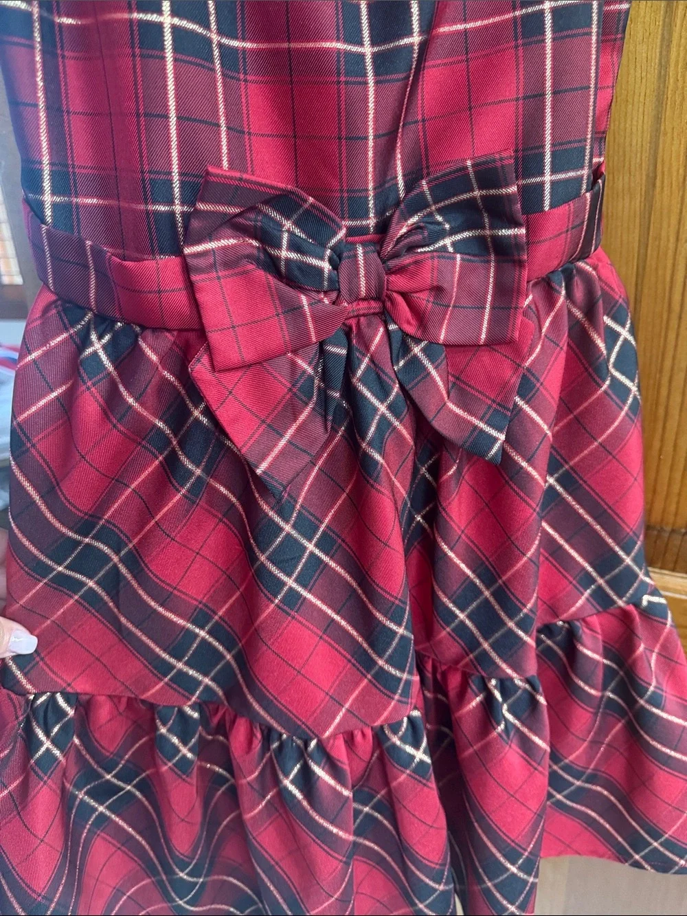 The Children's Place Red Plaid Bow-Front Holiday Dress